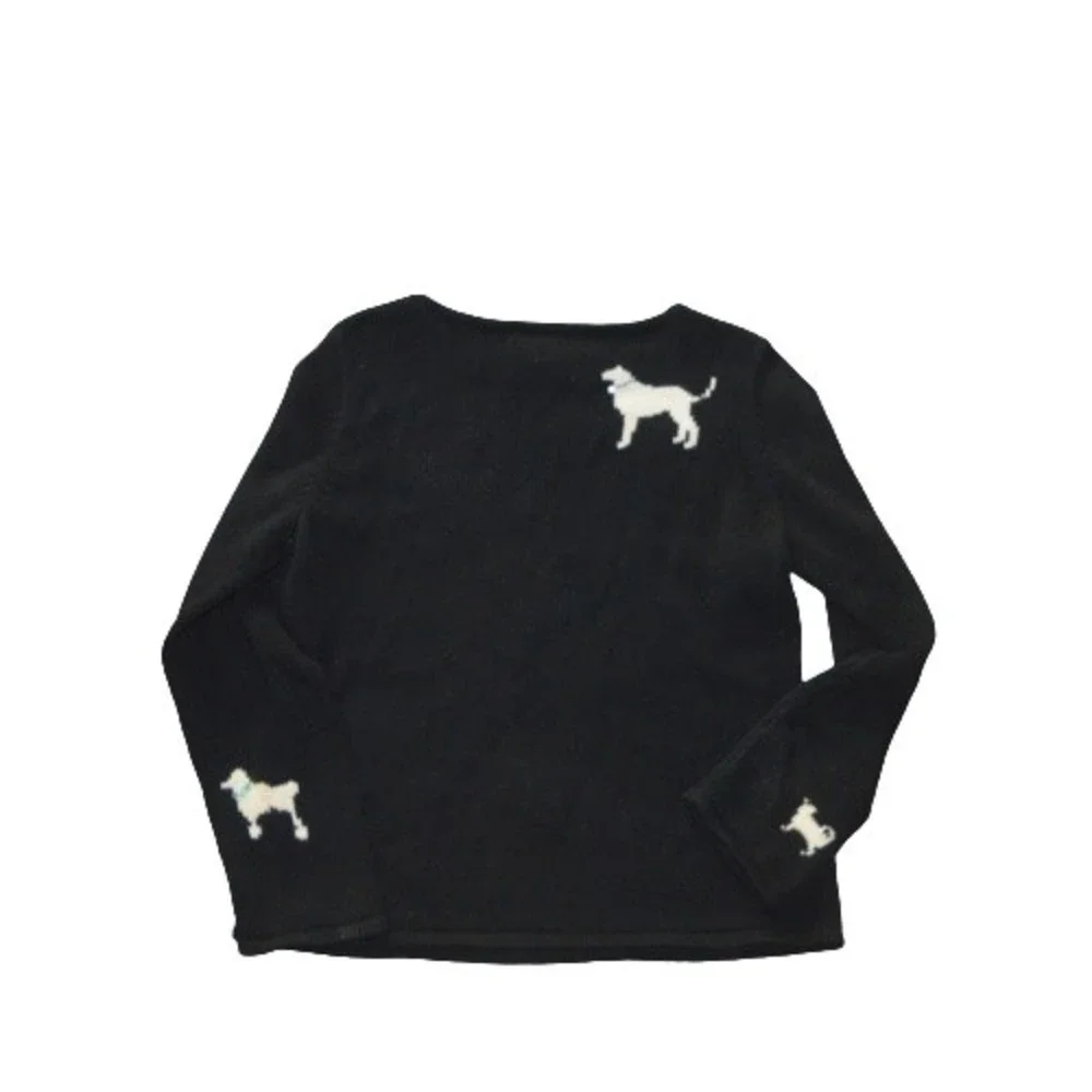 Susan Bristol Puppy Dog Dogs Embellished Pullover Sweater Medium